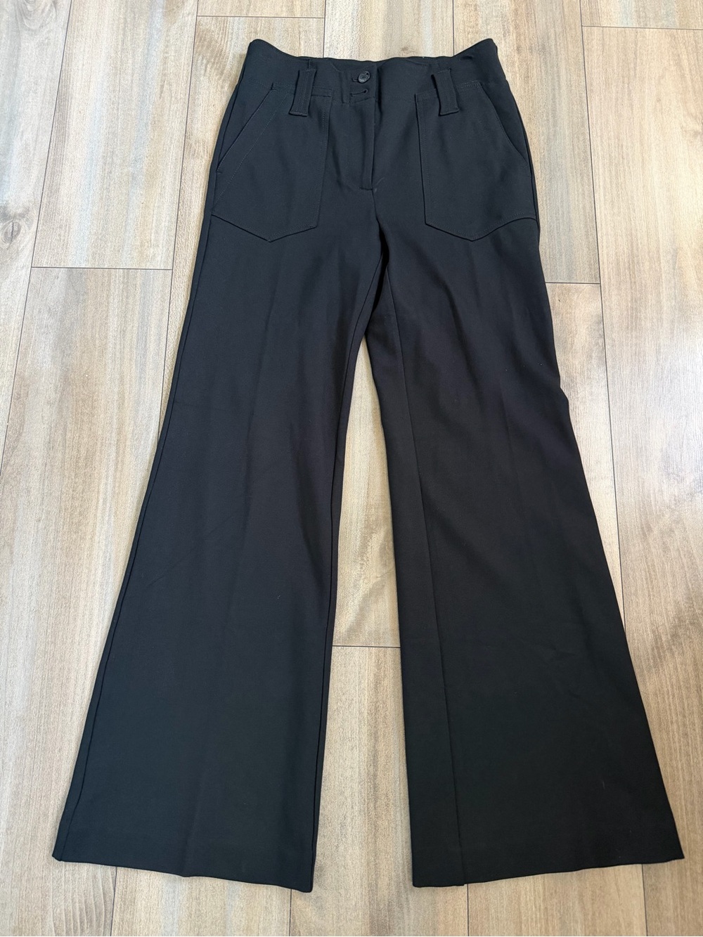 Maeve Black Wide-Leg Pull-On Trousers
